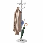 Casaria� porte - manteau avec socle blanc en marbre 14 crochets 37x37x175cm portemanteau sur pieds stable ...