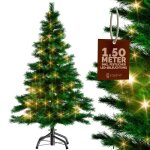Casaria sapin de nol artificiel 150 cm vert guirlande lumineuse 100 led blanc - chaud arbre raliste ...