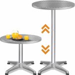 Casaria table de bar bistrot ronde diamtre 60 cm hauteur rglable 70 cm / 115 cm 2 en 1 en aluminium ...