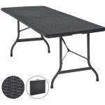 Casaria� table pliante effet polyrotin 180 cm 8 personnes d?appoint rectangulaire table plastique camping ...