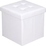 Casaria tabouret cube blanc avec espace de rangement pouf 38 x 38 x 38 cm coffre de rangement similicuir ...