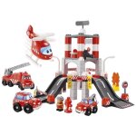 Caserne des pompiers - ecoiffier - abrick - 3 vhicules de secours et un hlicoptre - 18 mois et plus ...