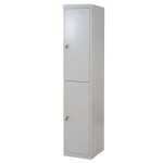 Casier armoire de rangement vestiaire 2 compartiments verrouillables en metal gris 185x38x45cm 04 0001661 ...