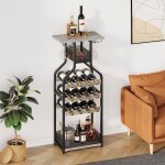 Casier � bouteilles petit �tag�re � 6 niveaux pour 12 vins avec porte?verres �tag�res de rangement & ...