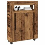Casier de rangement brun - meuble �troit de salle de bain - � roulettes - vieux bois 65x23x90 cm a16508 ...