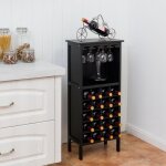 Casier � vin - porte - bouteille en bois - capacit� 20 bouteilles - noir - dimensions 42x245x96 cm