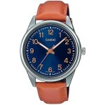 Montre quartz homme - casio collection mtp - v005l - 2b4 - cadran bleu - bracelet cuir marron