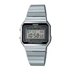 Montre femme digitale casio a700we - 1aef en acier inoxydable noir - calendrier chronographe alarme