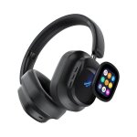 Casque anc hybride sans fil bluetooth 5. 3 � �cran led tactile pliable - noir jack 35 mm