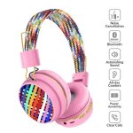 Casque bluetooth - arc - en - ciel - modèle tressé - rose - stéréo - sur - oreille Casque bluetooth - arc - en - ciel - modèle tressé - rose - stéréo - sur - oreille