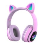 Casque d�coute sans fil pour enfants - rncyn - oreilles de chat lumineuses - pourpre - bt 5. 0 - connexion ...