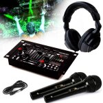 Casque dj sono + table de mixage dj21 - usb - mkii ibiza sound + 2 micros dynamiques noir