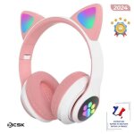 Casque pour enfant bcsk® bluetooth sans fil avec micro oreilles de chat avec lumière led casque audio ... Casque pour enfant bcsk® bluetooth sans fil avec micro oreilles de chat avec lumière led casque audio ...