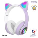 Casque pour enfant bcsk® bluetooth sans fil avec micro oreilles de chat avec lumière led casque audio ... Casque pour enfant bcsk® bluetooth sans fil avec micro oreilles de chat avec lumière led casque audio ...