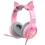Casque gaming - gamenote - h2233d - rose - clairage rgb - haut - parleur 50mm