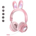 Casque gaming sans fil pour femme micro anti - bruit design � oreilles de chat compatible bluetooth et ...