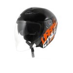 Casque jet homme femme up suburban black shiny orange taille xs 53 - 54cm pour moto