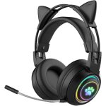 Casque de jeu sans fil joli casque lumineux bluetooth � oreilles de chat avec lumi�re led design pliable ...