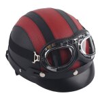 Casque moto modulable en cuir synth�tique - ouvert avec lunettes pour moto & scooter