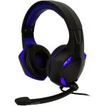 Casque pro gamer amstrad basic ams h555 bleu avec rtroclairage led - 40mm power bass avec micro intgr ...