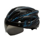 Casque de vlo avec lunettes magntiques dtachables pour adultes rglables bleu