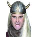 Casque viking adulte - gris avec cornes - accessoire de dguisement pour adultes et enfants