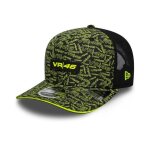 Casquette - 9seventy stretch snap vr46 - all over print noir - visi�re sandwich courb�e jaune - mesh ...