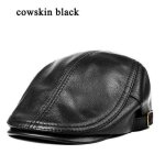 Casquette en cuir vritable - mixte - noir - rglable - taille l 55 - 56 cm - style urbain