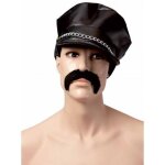 Casquette de biker avec chaine - simili cuir noir