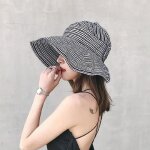 Casquette femmes �t� en paille large bord grands de soleil protection uv panama de plage - funmoon