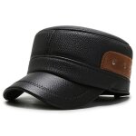 Casquettecasquette militaire en cuir pu pour hommes chapeau dhiver chaud � rabat doreille doublure polaire ...