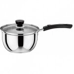 Casserole en inox de qualité 16cm - couvercle en verre trempé - disponible à lunité - 16cm Casserole en inox de qualité 16cm - couvercle en verre trempé - disponible à lunité - 16cm