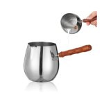 Casserole � lait - 300ml - acier inoxydable - poign�e en bois - compatible tous feux