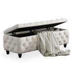Castria - banquette coffre capitonn en velours cru