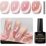 Cat eye semi - permanent nail polish 4 holographic pink glitter colours semi - permanent uv gel with ...
