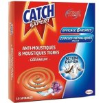 Catch anti - moustiques et moustiques tigres 10 spirales parfum géranium + 2 socles Catch anti - moustiques et moustiques tigres 10 spirales parfum géranium + 2 socles