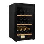 Cave � vin de service 22 bouteilles - cadre noir - clayettes bois - 6 � 14�c