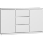 Cazar - commode moderne 2 portes + 3 tiroirs chambre - salon - 75x120x30 - design minimaliste - blanc ... Cazar - commode moderne 2 portes + 3 tiroirs chambre - salon - 75x120x30 - design minimaliste - blanc ...