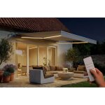 Cazeboo store banne motoris� � led semi - coffre blanc fazzio 4x3m toile beige