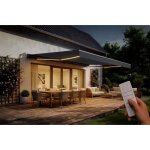 Cazeboo store banne motoris� � led semi - coffre gris fazzio 5x3m toile grise