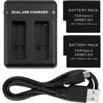 �cbox pack 2 batteries 1220 mah + chargeur en double slot pour gopro hero black 5 6 7 8