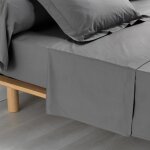 Drap plat 2 personnes 240 x 300 cm ? percale de coton 78 fils ? coloris anthracite