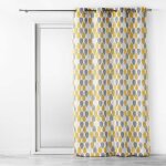 Rideau tamisant a oeillets 140 x 260 cm polyester palpito jaune / blanc