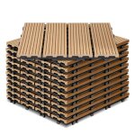Cecaylie 22 pi�ces wpc dalles de terrasse 4 lattes 2 m� 30 x 30 cm dalles clipsables composite bois teck ...