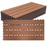 Cecaylie 6 pi�ces wpc dalles de terrasse 4 lattes 1 m� 30 x 60 cm dalles clipsables composite bois marron ...