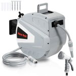Cecaylie enrouleur de tuyau arrosage mural automatique 20m support pivotant 180� devidoir de tuyaux deeau ...