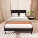 Cecaylie lit coffre 120x200 cm avec sommier - t�te de lit rembourr�e cuir noir - grand rangement int�gr� ...