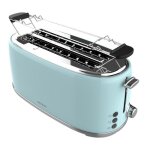 Cecotec grille - pain 4 tranches toast& taste 1600 retro double bleu: 1630 w 2 fentes larges et longues ...
