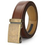 Ceinture en cuir - luxe - marron - boucle automatique - largeur 3. 5cm - ajustable jusqu� 125cm