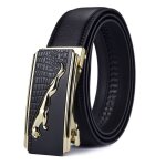 Ceinture en cuir - luxe - noir - boucle automatique - largeur 3. 5cm - ajustable jusqu� 125cm